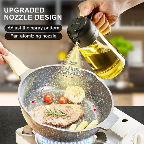 2-in-1 Oil Dispenser & Oil Spray Bottle for Cooking, BBQ, Baking & Air Fryer