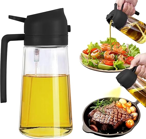 2-in-1 Oil Dispenser & Oil Spray Bottle for Cooking, BBQ, Baking & Air Fryer